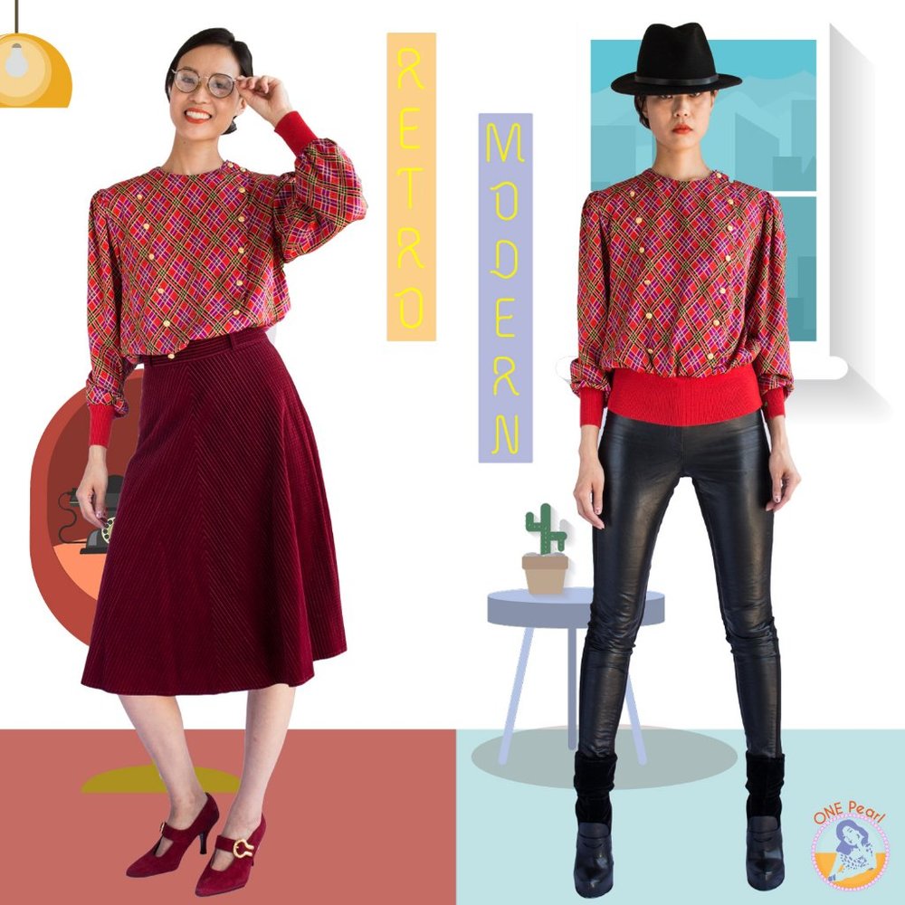 Vintage 80s blouse / funky 80s blouse